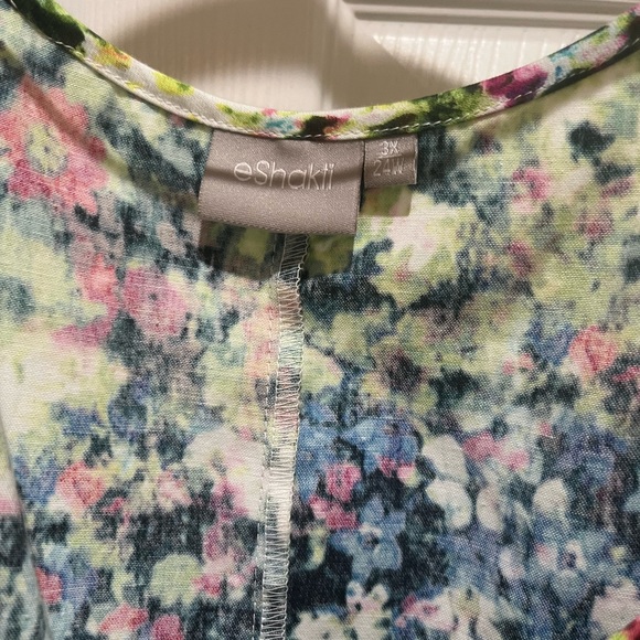 ESHAKTI Floral Sundress Lace Embroidery Trim Chest Ruched Waist 3X Maxi EUC - Picture 6 of 7